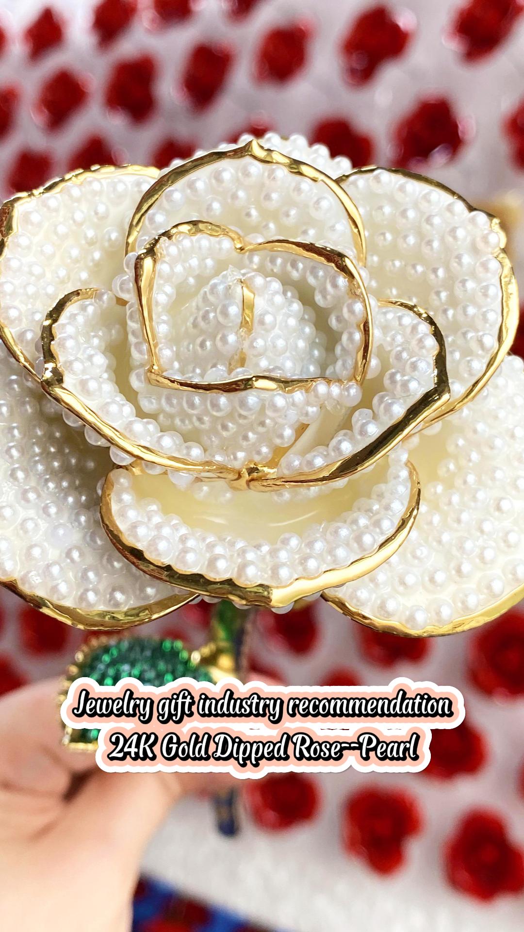 Absolutely Beautiful Fusion! A new product recommendation in the jewelry and gift industry: a perfect blend of 24K gold dipped roses and white pearls for the perfect gift of timeless splendor
