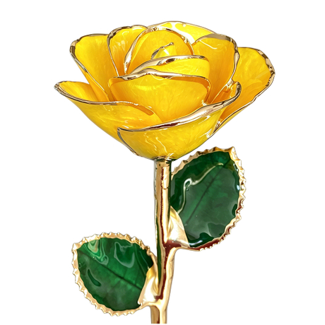 24K Gold Dipped Rose – Dawn Lemon Gradient 5-Petal Rose