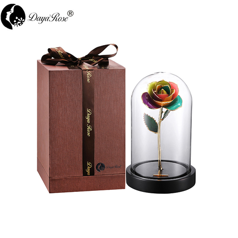 Wholesale Processing Customized Diana Colorful Gold Rose （The Glass Cover）