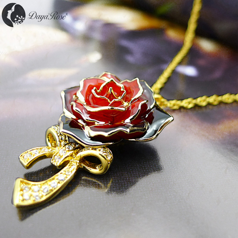 Bow Two-tone Rose Necklace (fresh Rose)