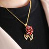 Double Leaf Red Rose Necklace (fresh Rose)