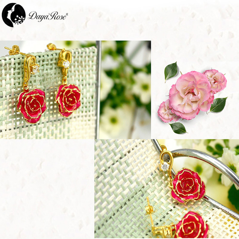 Single Diamond Gold Rose Earrings (fresh Rose)