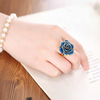 Lover Gold Rose Blue Ring (natural Flowers)