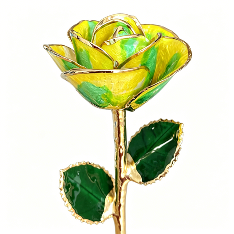 24K Gold Dipped Rose – Lime Green 5-Petal Rose