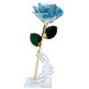 Aurora Sky Blue Edge rose petal with gold-plated detailing