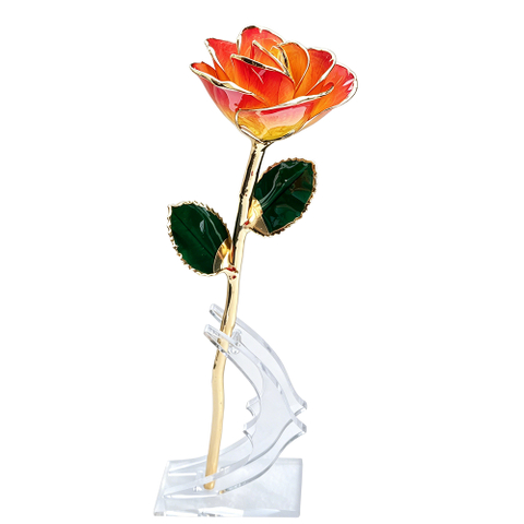Flame Gradient rose petal with gold-plated edge detail