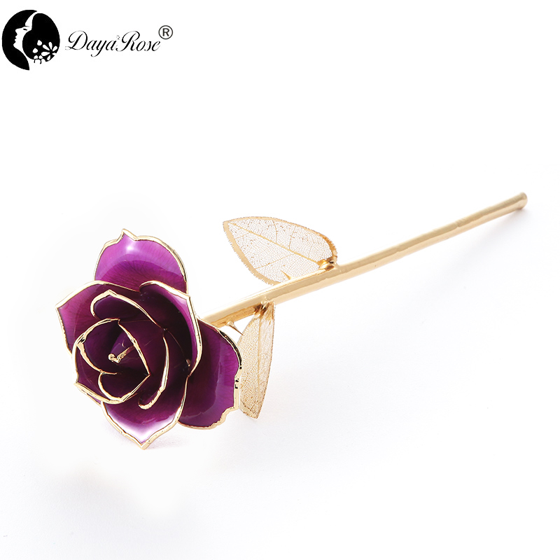 Daya Purple Rose 24K Gold Dipped Rose Wholesale (Gold Leaf Series)
