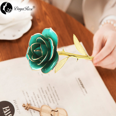 Daya Sky Blue Rose 24K Gold Dipped Rose Wholesale (Gold Leaf Series)