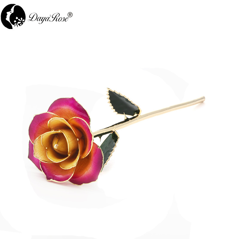 24K Gold Dipped Rose Gradient Purple Holiday Gift Wholesale