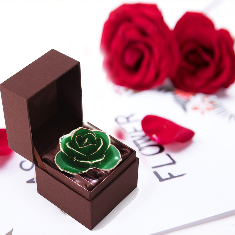 Daya 24K gold dipped rose dark green - Love Only (natural rose material)
