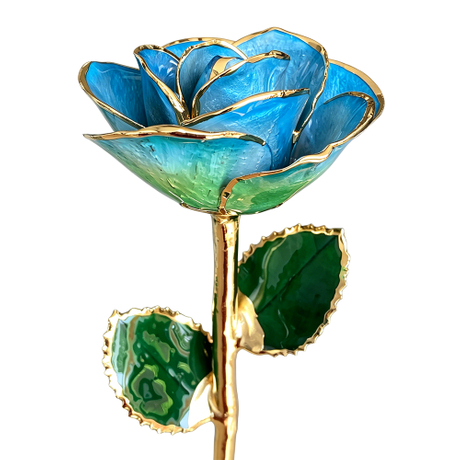 24K Gold Dipped Rose – Green Sky Gradient 5-Petal Rose