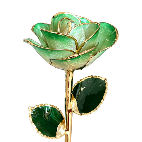 24K Gold Dipped Rose – Green Edge 5-Petal Rose