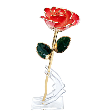 Oriental Red Gradient rose petal with gold-plated edge