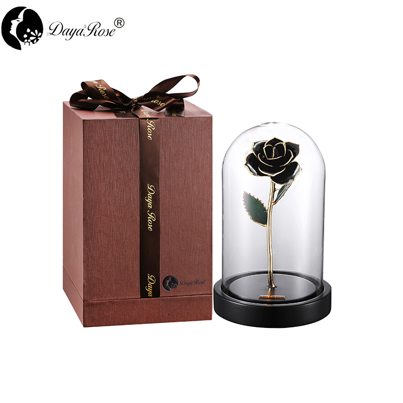  24K Gold-Plated Rose Wholesale Customized Black (Glass Cover Series)