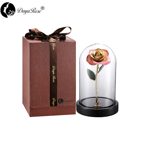  24K Gold-Plated Roses Wholesale Customized Pink Rim (Glass Cover Series)