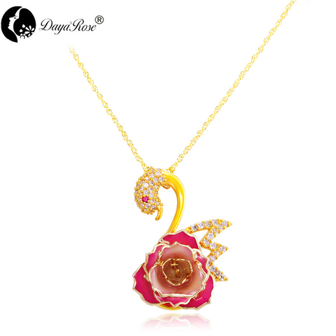 Swan rose necklace (fresh rose)