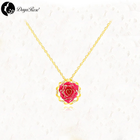 Round Gold Rose Necklace (fresh Rose)
