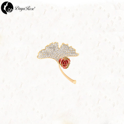 Ginkgo Gold Rose Rainbow Brooch (natural Flowers)