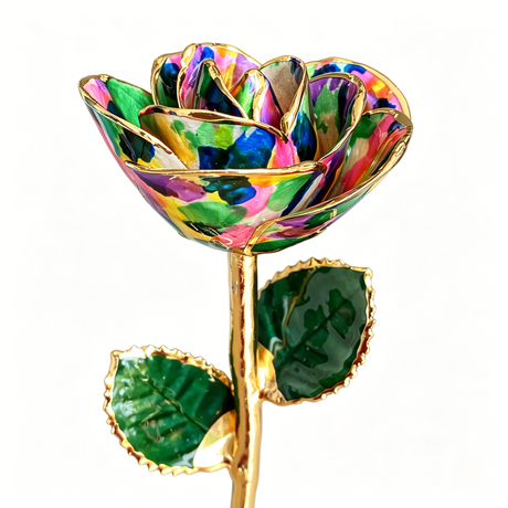 24K Gold Dipped Rose – Painterly Floral Design 5-Petal Rose