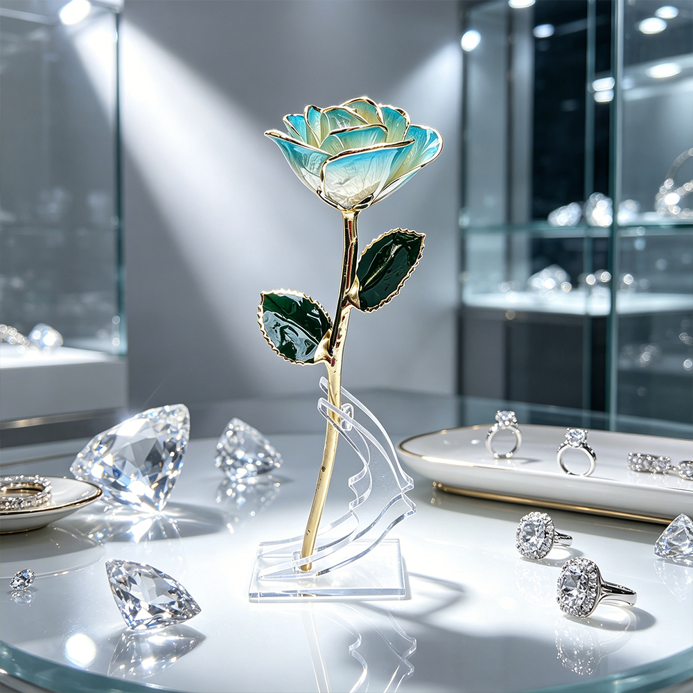 24K gold dipped rose customer gift for a jewelry store