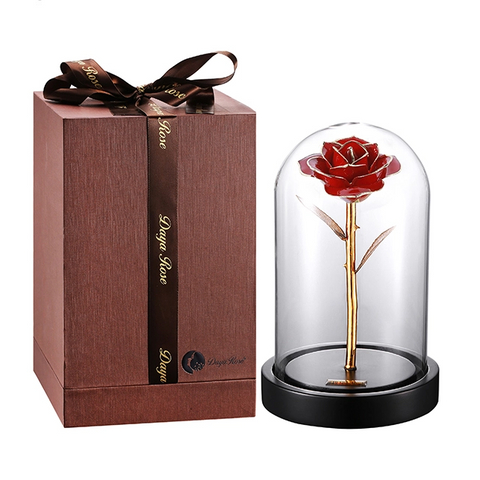 Daiya Red Rose 24K Gold /gold Leaf+The Glass Cover