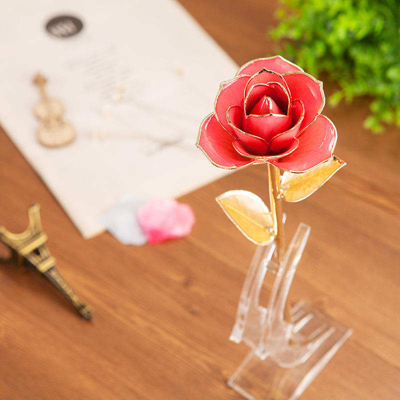 Daya Pink Rose 24K Gold Dipped Rose Wholesale (Gold Leaf Series)