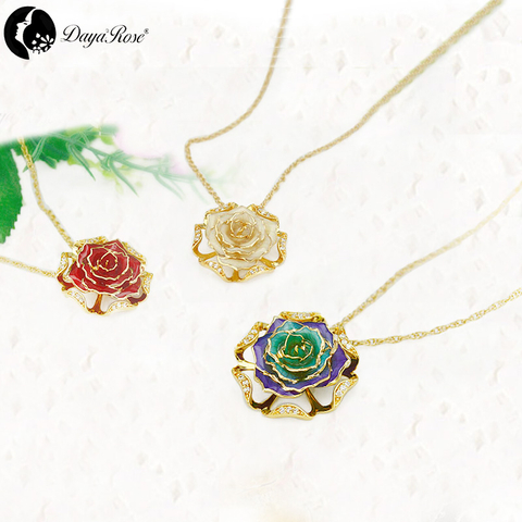 Round Gold Rose Necklace (fresh Rose)