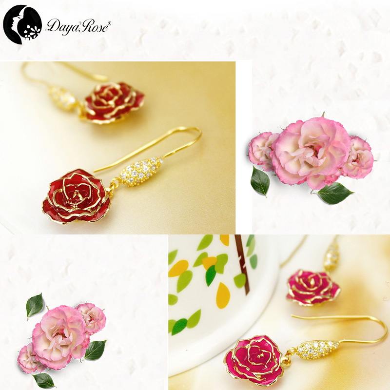 Mini Diamond Gold Rose Earrings (fresh Rose)