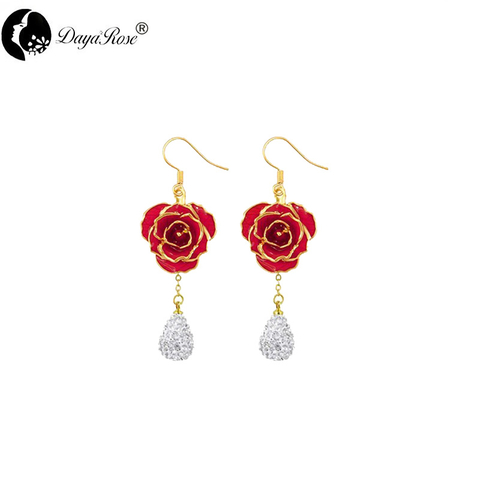 Small Diamond Gold Rose Earrings (fresh Rose)