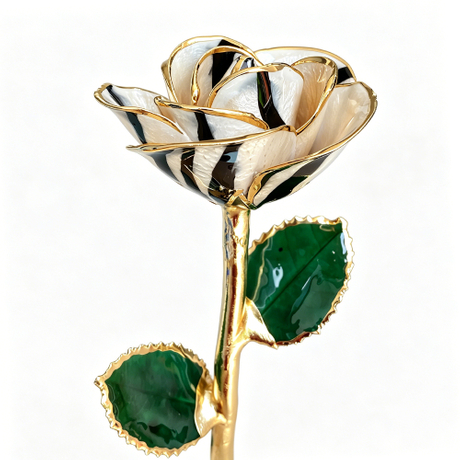24K Gold Dipped Rose – Zebra Gold Line 5-Petal Rose