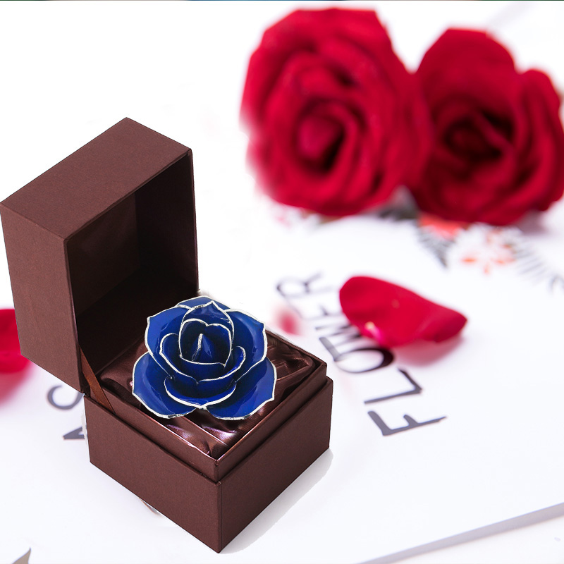 Daiya inlaid silver edge rose blue - love only (natural rose material)