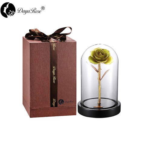 Daiya Fruit Green Rose 24K Gold /gold Leaf+The Glass Cover