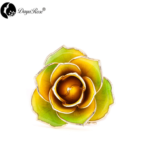 24K Gold Dipped Rose Yellow Green Two Colors Wholesale Holiday Gifts