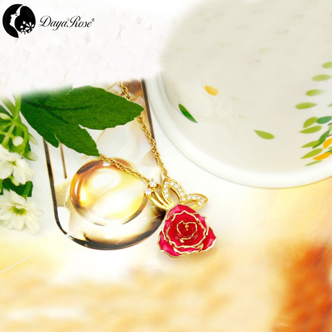 Gold Rose Necklace in Butterfly Design (fresh Rose)