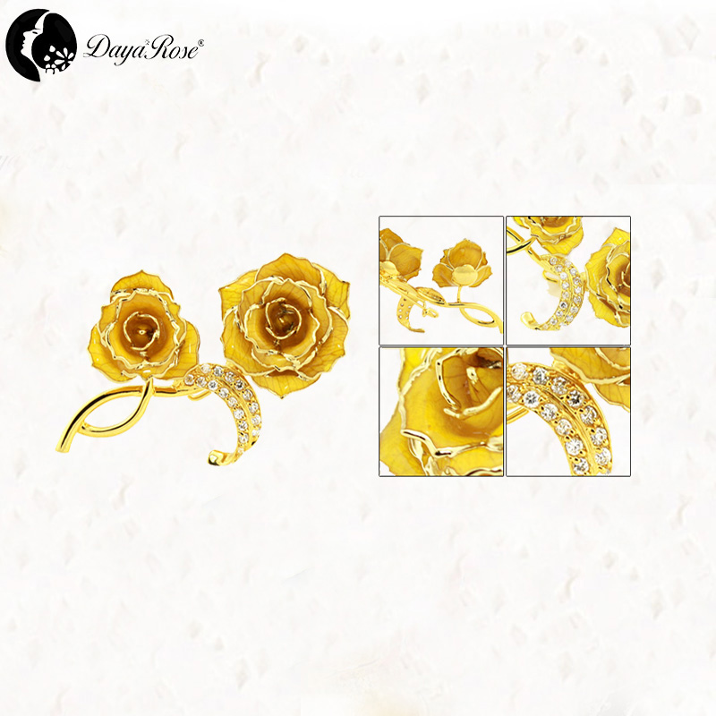 Lover's Pure Gold Rose Brooch (natural Flowers)