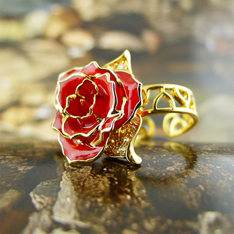 Lover Gold Rose Sky Blue Ring (natural Flowers)