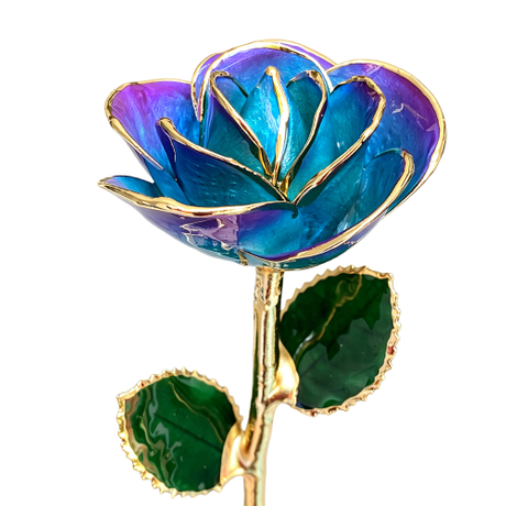 24K Gold Dipped Rose – Sky Ombre Violet Edge 5-Petal Rose