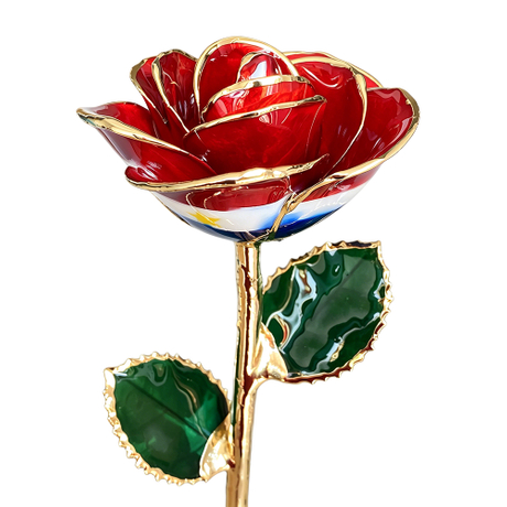 24K Gold Dipped Rose – Sunset Pink Gradient 5-Petal Rose