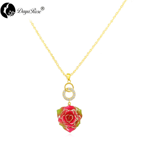 Double Round Rainbow Rose Necklace (fresh Rose)