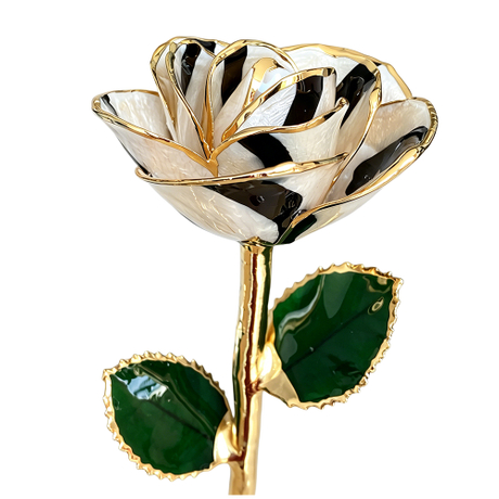 24K Gold Dipped Rose – Fine Zebra Stripe 5-Petal Rose