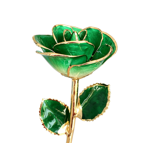 24K Gold Dipped Rose – Emerald Gradient 5-Petal Rose