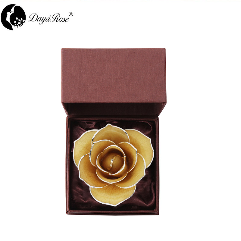 Daiya inlaid silver edge rose champagne color - love only (natural rose material)