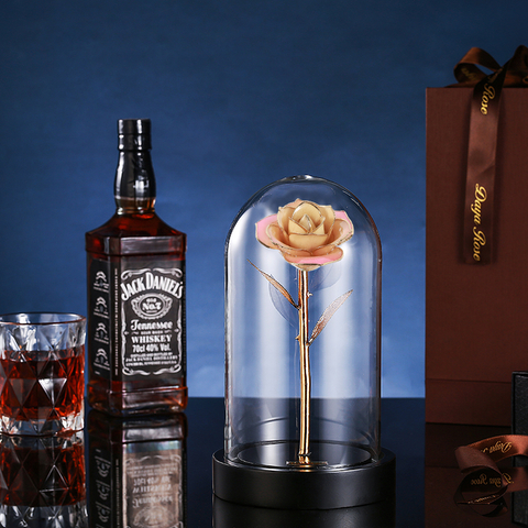 Daiya Champagne Pink Rose 24K Gold /gold Leaf+The Glass Cover