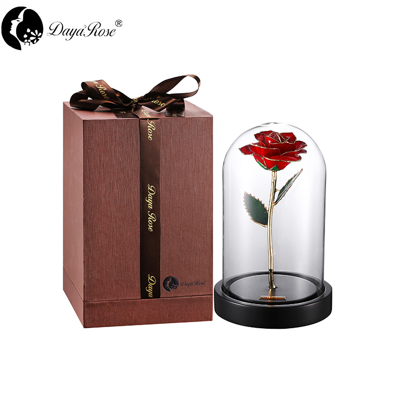  24K Gold Dipped Roses Wholesale Customized Red (Glass Cover Series)