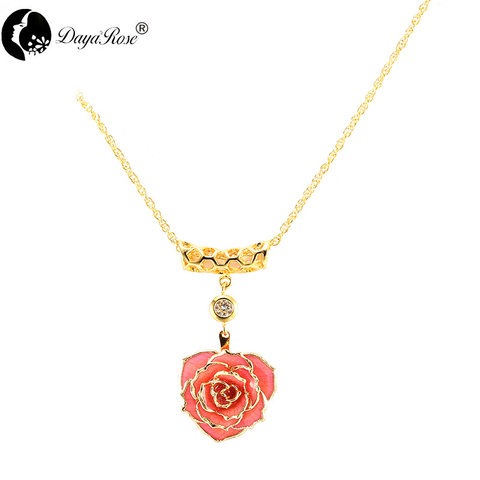 Exquisite Diamond Pink Gold Rose Necklace