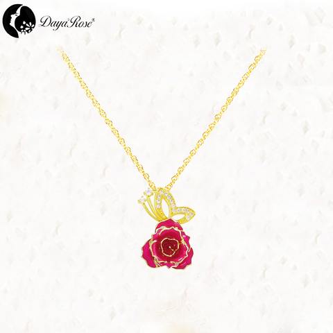 Gold Rose Necklace in Butterfly Design (fresh Rose)