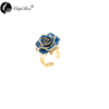 Lover Gold Rose Blue Ring (natural Flowers)