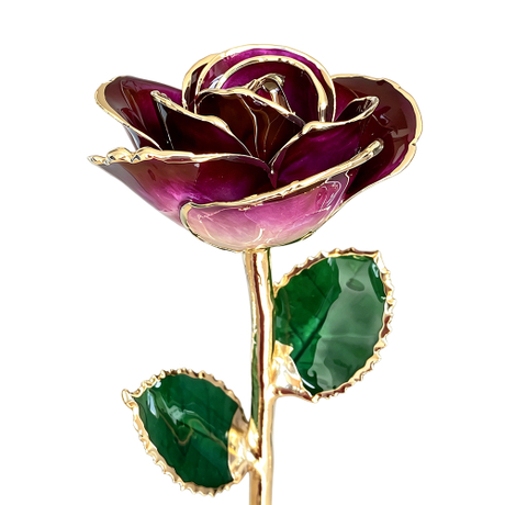 24K Gold Dipped Rose – Golden Violet Ombre 5-Petal Rose