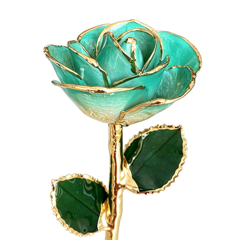 24K Gold Dipped Rose – Sky Blue Ombre 5-Petal Rose