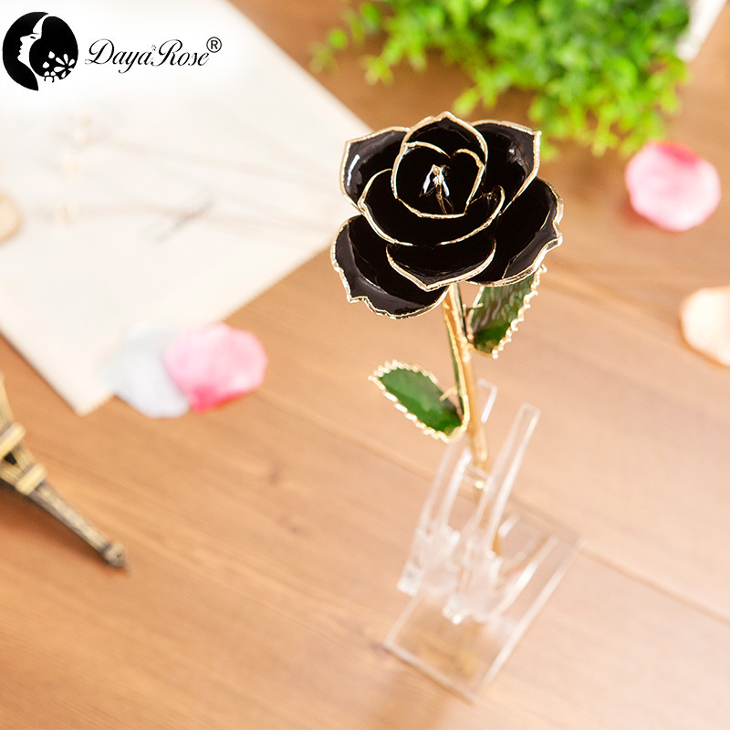 24K Dipped Gold Rose Black Series Wholesale Customised Festival Gifts